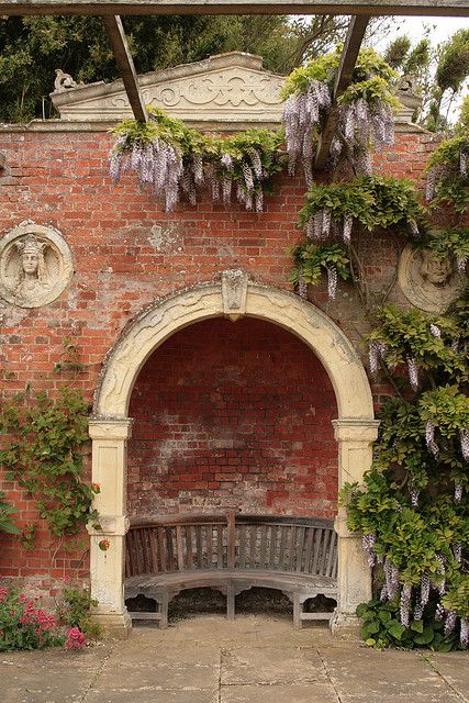 Somerleyton Hall 25-05-2009 | Somerleyton Hall is widely regarded as one of the best examples of an archetypal Tudor-Jacobean mansion and one of the most beautiful stately homes in Britain whose rooms and gardens are open to the public. ~ Karen Roe on Flickr English Manor Houses, England Style, Pergola Patio, Garden Structures, Garden Bench, San Sebastian, Garden Gates, Garden Spaces, Outdoor Rooms