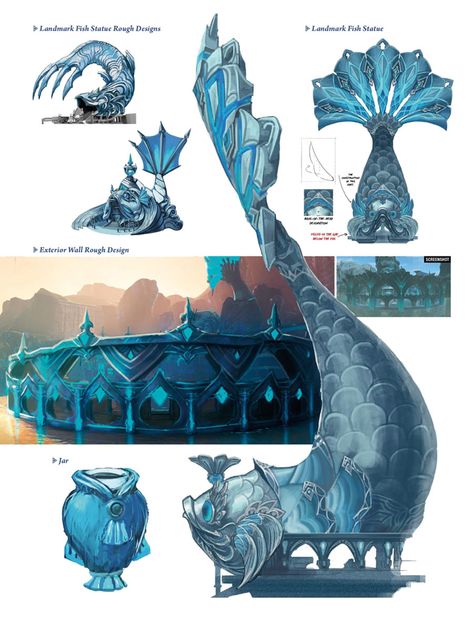 Art Gallery Architecture, Breath Of The Wild Art, Fish Statue, Props Concept, Wild Art, Statue Art, New Architecture, Zelda Breath Of The Wild, Architecture Design Sketch