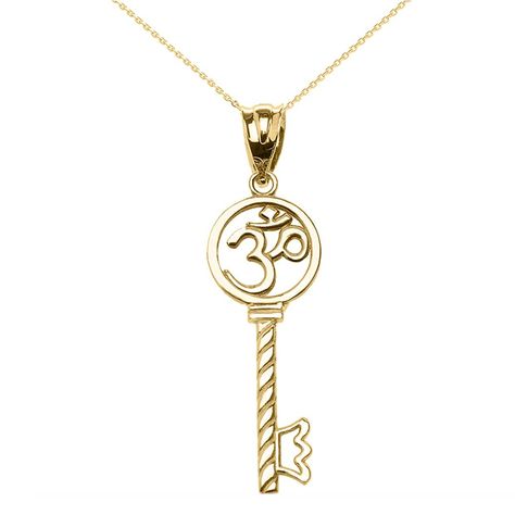 14k Yellow Gold OM/OHM Key Pendant Necklace * Be sure to check out this awesome product. (This is an affiliate link and I receive a commission for the sales) State Of Consciousness, Crown Pendant Necklace, Shine Jewelry, Key Pendant Necklace, Gold Key, Yoga And Meditation, Rose Gold Pendant, Special Jewelry, Key Pendant