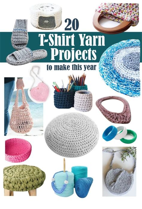 Shirt Yarn Projects, Tshirt Yarn Projects, Gamle T Shirts, Diy Crochet Slippers, Large Crochet Hooks, Crochet Macrame, Finger Crochet, Tshirt Yarn, Yarn Necklace