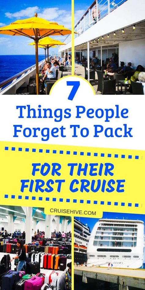 Preparing for your first cruise can be a challenge so here are 7 items people forget to pack for their first cruise. Pack these and you'll be good to go. Caribbean Cruise Packing, Cruise Tips Royal Caribbean, Cruise Packing Tips, Carribean Cruise, First Cruise, Cruise Packing, Celebrity Cruise, Packing List For Cruise, Cruise Planning