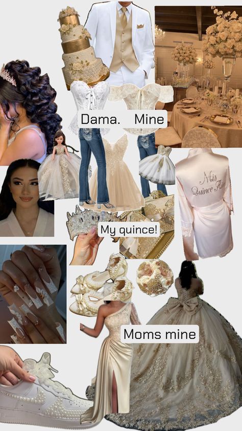 Champagne Quince Jewelry, Quince Themes Champagne, Champanhe Quince Dress, Quincerea Dresses Champagne, Quiencera Themes Champagne, Quince Champagne, Champagne Quinceanera Theme, Light Pink Quinceanera Dresses, Quince Theme Ideas