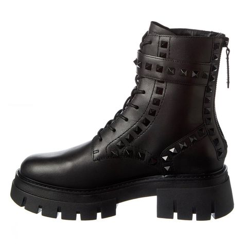 Brand New In Box! Celeb Favorite Ash Lucas Boot With Pyramid Studs To Give These Lug-Sole Combat Boots An Extra Tough Edge. Leather Upper Round Toe Lace-Up Vamp Front Buckle Strap Back Zip With Pull Leather And Synthetic Lining Padded Insole Synthetic Sole Imported Size Block Heel, 2" (51mm) Platform, 1.25" (31.75mm) Ash Shoes, Studded Boots, Moto Boots, Lug Sole, Pyramid, Combat Boots, Block Heels, Ash, Leather Upper