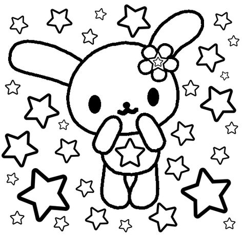 Usahana (Sanrio) Cute Coloring Pages Disney, Sanrio Activity Sheet, Kawaii Coloring Sheets, Y2k Coloring Pages Aesthetic, Usahana Coloring Page, Usahana Sanrio Icon, Usahana Sanrio, Sanrio Coloring Pages, Hello Kitty Book