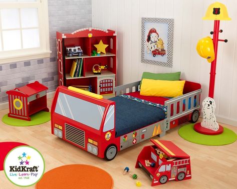 Full Review of KidKraft Fire Truck Toddler Bed https://www.cooltoddlerbeds.com/full-reivew-of-kidkraft-fire-truck-toddler-bed.html?utm_medium=social&utm_campaign=kids%20bed&utm_source=social Fire Truck Bed, Truck Toddler Bed, Firefighter Bedroom, Fire Truck Bedroom, Fire Truck Room, Boys Bedroom Sets, Toddler Car Bed, Truck Bedroom, Truck Room