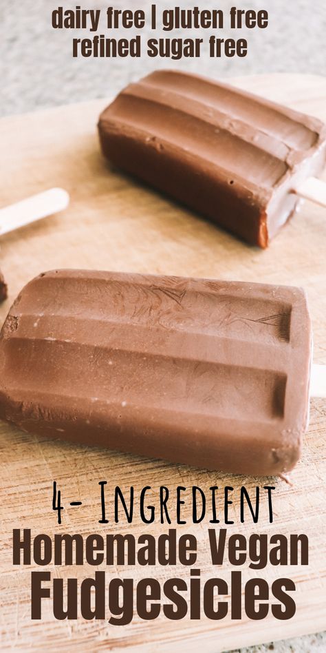 Vegan Fudgesicles, Homemade Fudgesicles, Fudge Popsicles, Vegan Popsicles, Fingerfood Baby, Fudge Pops, Low Carb Granola, Gluten Free Dessert, Vegan Fudge