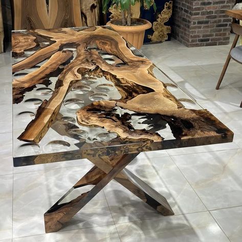 Wood Table Living Room, Epoxy Wood Table, Wood Resin Table, Into The Wood, Epoxy Resin Table, Epoxy Table, Durable Furniture, Walnut Table, Clear Epoxy