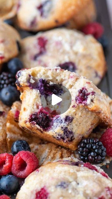 Beth Baumgartner on Instagram: "Cheesecake meets muffin mixed with fresh berries — a match made in dessert heaven! These moist, fluffy muffins are layered with cheesecake goodness, and with my easy step-by-step recipe, you’ll have bakery style domed tops made right at home! You can find this recipe, as well as 29 other unique muffin recipes, in my bakery style muffin cookbook! Plus, I’ll teach you all of my tried and true tips to up your muffin game, and make the best homemade muffins ever! Comment “yum” for a link to the cookbook! #blogger #food #foodblogger #dessert #michiganblogger #bakery #bakinggoals #ohmyyum #recipes #recipe #recipedeveloper #easyrecipe #muffins #bakerystylemuffins #cookbook #recipebook #womanowned #womanownedbusiness #womenownedbusiness #womanownedandoperated #m Unique Muffin Recipes, Easy Banana Nut Muffins, Triple Berry Cheesecake, Triple Berry Muffins, Berry Muffin Recipe, Fresh Strawberry Muffins, Cranberry Orange Muffin Recipe, Chocolate Peanut Butter Muffins, Crumb Cake Muffins