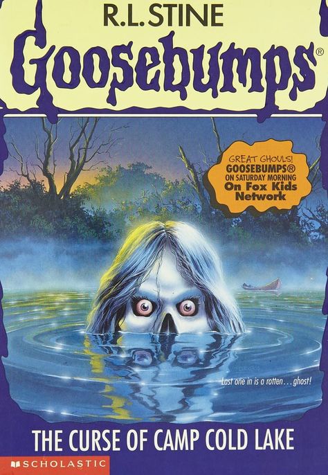 The Goosebumps logo is a great example of effective type in itself because it conveys the idea of having chills through its shape. This cover also uses typographical hierarchy to its advantage in order to arrange its content by importance. Horror Book Covers, Cold Lake, Goosebumps Books, Christine Feehan, Fox Kids, Vampire Diaries Stefan, Eric Northman, Vampire Books, Horror Books