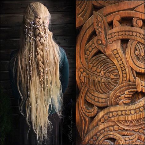 Traditional Norwegian Hairstyles, Norwegian Hair, Norse Hairstyles, Clan Aesthetic, Norwegian Folklore, Norwegian Garden, Norse Dragon, Norwegian Culture, Hair Illustration