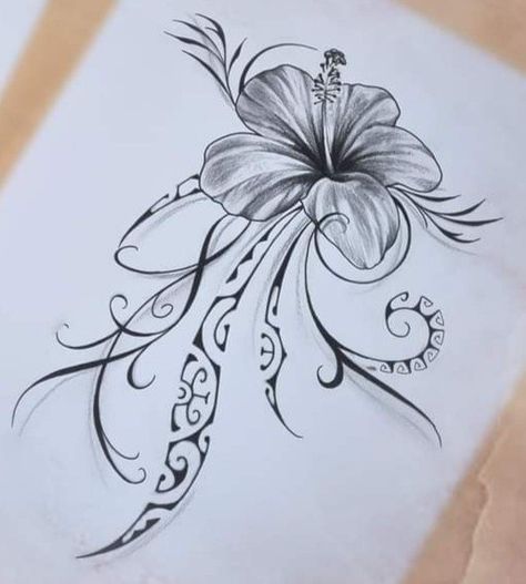 Hawaii Hibiscus Tattoo, Hawaiian Hibiscus Tattoo, Hawaii Tattoo Ideas, Hawaiian Tattoos For Women, Hawaii Flower Tattoos, Maori Tattoo Frau, Tattoo Crane, Tropical Flower Tattoos, Hawaii Tattoo