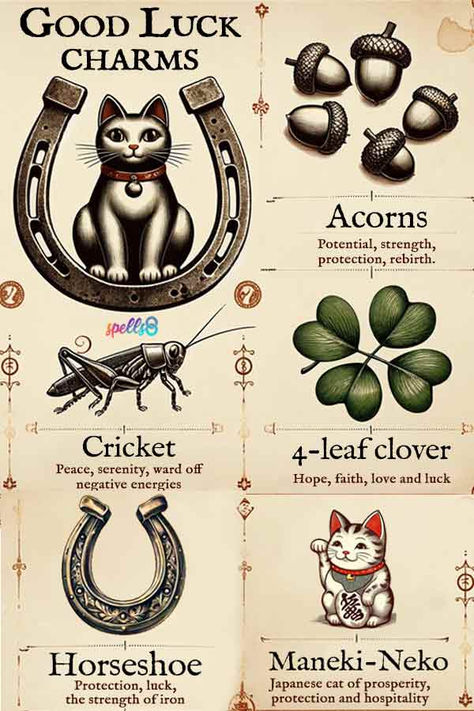 Good luck charms are as unique and variable as the people that use them, ranging from simple household objects to cultural symbols. If you are looking to bring some luck into your life or just looking for more information, we have you covered. Click the image to read the entire article Good Luck Witch Symbols, Horseshoe Symbol Meaning, Good Luck Japanese Symbols, Symbols For Good Luck, Bad Luck Symbols, Symbols Of Good Luck, How To Make A Good Luck Charm, Symbols Of Prosperity, Good Luck Wallpaper Symbols