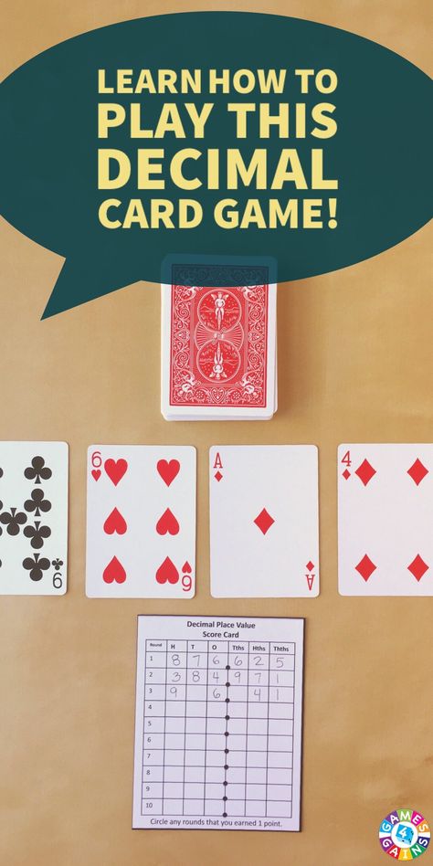 Decimal Place Value With Playing Cards! – Games 4 Gains Division Anchor Chart, Place Value Cards, Teaching Decimals, Decimal Place Value, Decimals Activity, Place Value Game, Place Value With Decimals, Math Card Games, Math Decimals