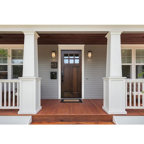 Front Door With Sidelights, Door With Sidelights, Wood Front Entry Doors, Craftsman Door, Mahogany Doors, Prehung Doors, Mahogany Stain, Wood Front Doors, Front Entry Doors