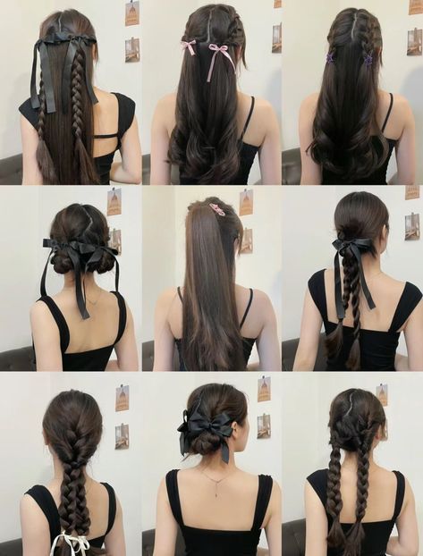 Κούρεμα Bob, Hair Inspiration Long, Hairstyles For Layered Hair, Ribbon Hairstyle, Fishtail Braid, Hair Tutorials Easy, Peinados Fáciles Para Cabello Corto, Fesyen Rambut, Hair Up Styles