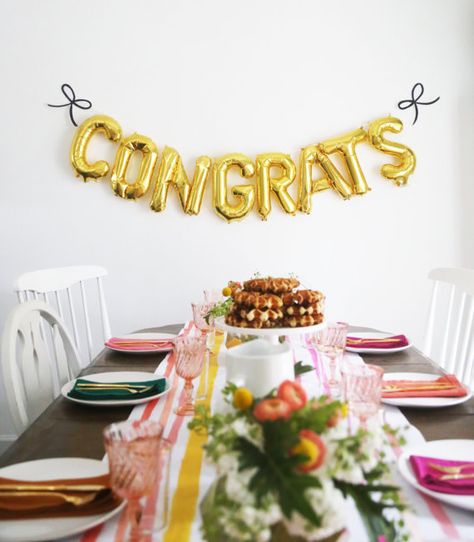 Congrats Balloon Banner Garland - engagement bachelorette hen Mylar Letter Balloons, Congratulations Balloons, Gold Letter Balloons, Giant Letters, Gold Foil Balloons, Graduation Balloons, Balloon Kit, Balloon Pump, Balloon Banner