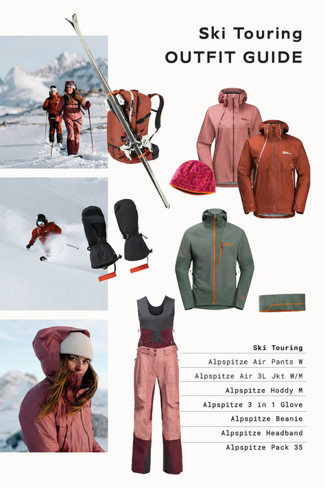 Head out into the winter wilderness with the perfect outfit. Explore the essential layers and gear for a comfortable and exhilarating ski touring experience. From insulated jackets to moisture-wicking base layers, make sure you're dressed for success on the slopes. Ready to conquer the snowy peaks. Ski Packing List, Ski Packing, Winter Wilderness, Gear List, Ski Touring, Activewear Fashion, Dress For Success, Packing List, Perfect Outfit