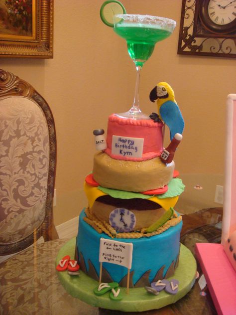 Margaritaville Cake Ideas, Jimmy Buffet Birthday Wishes, Jimmy Buffett Birthday Cake, Wasc Cake Recipe, Birthday Breakfast For Husband, Cheeseburger In Paradise By Jimmy Buffet, Jimmy Buffett Party, Margaritaville Party, Green Jello