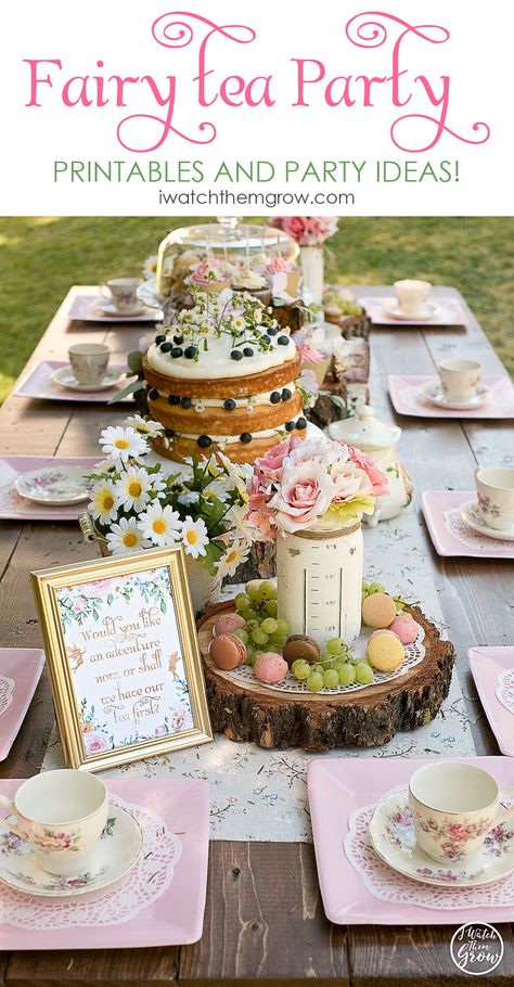 So many great ideas to create a beautiful fairy tea party!! Rustic Tea Party, Fairy Tea Party, Lila Party, 4de Verjaardag, Fairy Invitations, Tea Party Ideas, Kids Tea Party, Ladies Tea, Fairy Garden Birthday Party