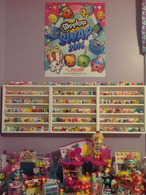 Shopkins shelf made from woodcraft wall boxes. Shopkins Storage, Annie Play, Nostalgia Toys, 2010s Nostalgia, Future Room, Wall Boxes, Play Ideas, Shelf Ideas, Blank Walls