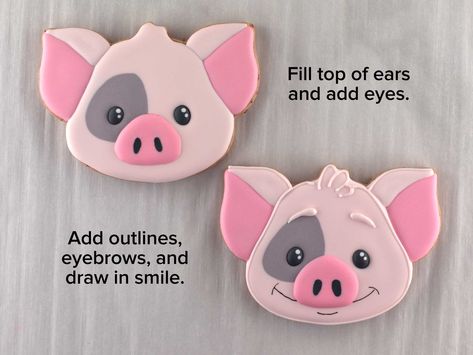 Farm Animal Treats, Pig Cookies Decorated, Pig Desserts, Fair Cookies, Cookies For Valentines Day, Cookies For Valentines, Pig Treats, Pig Cakes, Pig Baby Shower