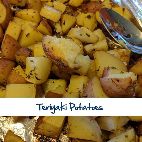 Teriyaki Potatoes, Teriyaki Pork Chops, Rosemary Roasted Potatoes, Teriyaki Pork, Pork Chops And Potatoes, Potato Recipes Side Dishes, Relay For Life, Chicken Potatoes, Teriyaki Chicken