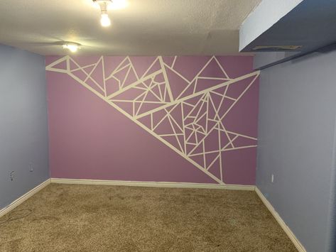 Purple Room Design, Purple Wall Paint, Purple Accent Wall, Purple Living Room Ideas, Tattoo Shop Interior, Purple Girls Bedroom, Wall Paint Patterns, Purple Living Room, Purple Room