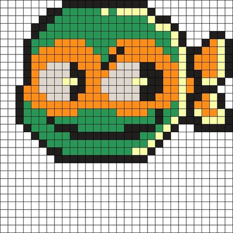 Perler Beads Tmnt, Rottmnt Pixel Art, Rottmnt Perler Beads, Tmnt Pixel Art, Tmnt Png, Tmnt Perler Beads, Kandi Inspo, Kandi Cuffs, Easy Perler Beads Ideas