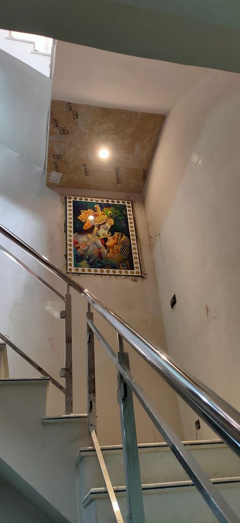 Krishna Home Decor, Small Garden Under Stairs, Staircase Wall Design, Staircase Wall, Radhe Krishna, Under Stairs, Ahmedabad, Small Garden, Wall Design