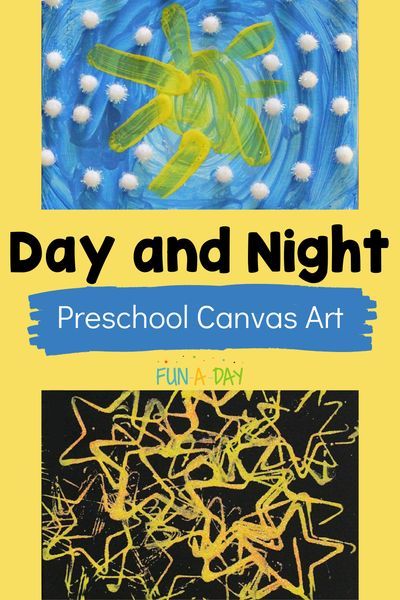 A fun preschool art project! We did this collaboratively, but each kid could easily make their own. It's perfect during a pajama day, a space theme, or when talking about the differences between night and day. Creation Art Projects For Preschool, Creation Theme Preschool, Day And Night Preschool, Opposites Preschool, Art For Preschoolers, Creation Activities, Night Animals, Space Preschool, Pj Day