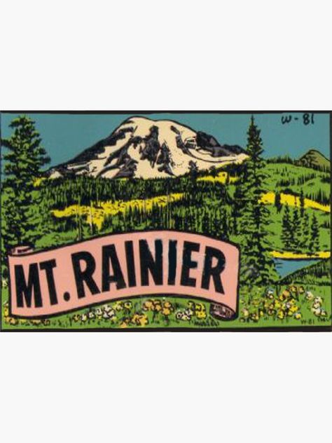 Postcard Sticker, Postal Vintage, Hiking National Parks, Mount Rainier National Park, Washington Usa, Mt Rainier, Rainier National Park, Vintage Postcard, Vintage Travel