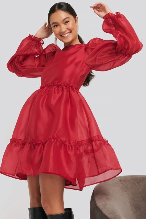 Organza Dresses, The Fashion Spot, Organza Dress, Womens Cocktail Dresses, Puff Sleeve Dress, Puff Sleeve Dresses, Cocktail Party Dress, Puffed Sleeves Dress, Dress Inspo