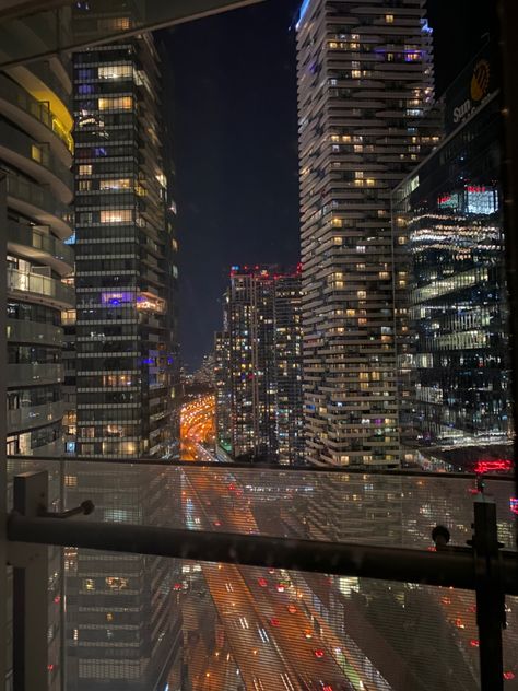 Big City Night Aesthetic, Break From Toronto Aesthetic, Toronto Night Aesthetic, City Travel Aesthetic, Toronto At Night, Night Cities, Toronto Aesthetic, Toronto Apartment, City View Night