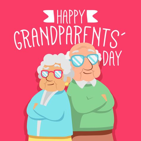 Grandparents Day Cards, National Grandparents Day, Happy Grandparents Day, Grandparents Day Gifts, Flat Design Illustration, Family Drawing, Grandparents Day, Cute Coloring Pages, Hand Drawn Design