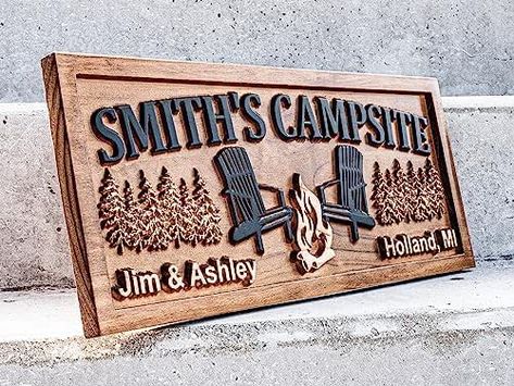 Custom Wood Campfire Sign | Family Name Campsite Sign | Last Name Sign | Personalized Camping Gifts | Fire Pit Sign Cabin Decor Camper Decor Lake Ouachita, Campsite Signs, Cabin Signs, Kitchen Clothes, Last Name Sign, Camper Decor, Last Name Signs, Family Name Signs, Custom Wood Signs