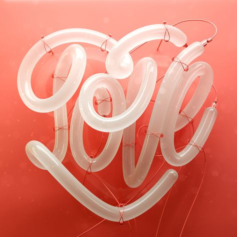 Neon signs on Behance Neon Love, 3d Type, 3d Typography, 3d Text, 3d Letters, Graphic Design Trends, Letter Balloons, Custom Letters, Typography Inspiration