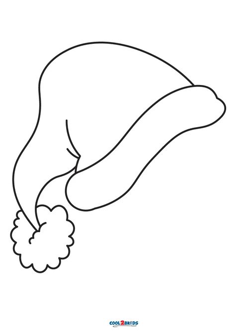 Santa's Hat Template, Santa Images Free Printable, Santa Hat Coloring Page, How To Draw A Santa Hat, Santa Hat Outline, Christmas Templates Free Printable, Santa Hat Drawing, Punch Needle Patterns Free Printable, Hat Coloring Page