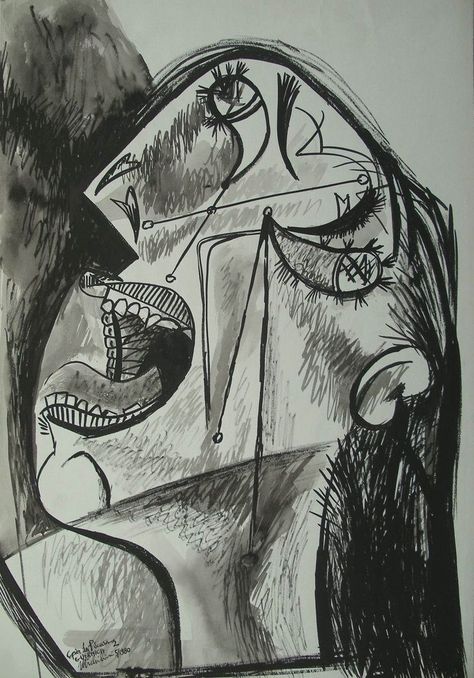 Picasso - study for Guernica #picasso #art #painting Pablo Picasso Drawings, Cubist Portraits, Picasso Cubism, Picasso Drawing, Cubist Movement, Pablo Picasso Art, Art Picasso, Pablo Picasso Paintings, Picasso Paintings