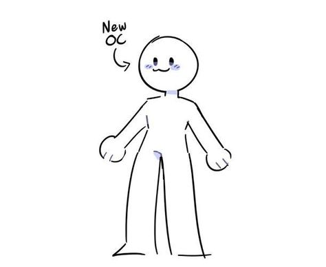 How To Draw A Simple Body Shape, Silly Body Poses Drawing, Small Body Base Drawing, Cartoon Base Pose Reference, Cute Body Base Chibi, Cartoon Bodies Drawing, Simple Cartoon Body Base, Holding Chin Reference Drawing, Welcome Home Oc Body Base