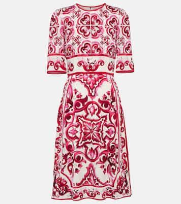 Dolce And Gabbana Majolica, Majolica Dress, Majolica Print, Coat And Dress, Porcelain Print, Slim Aarons, Red Bodycon Dress, Dolce Gabbana Dress, Silk Midi Dress