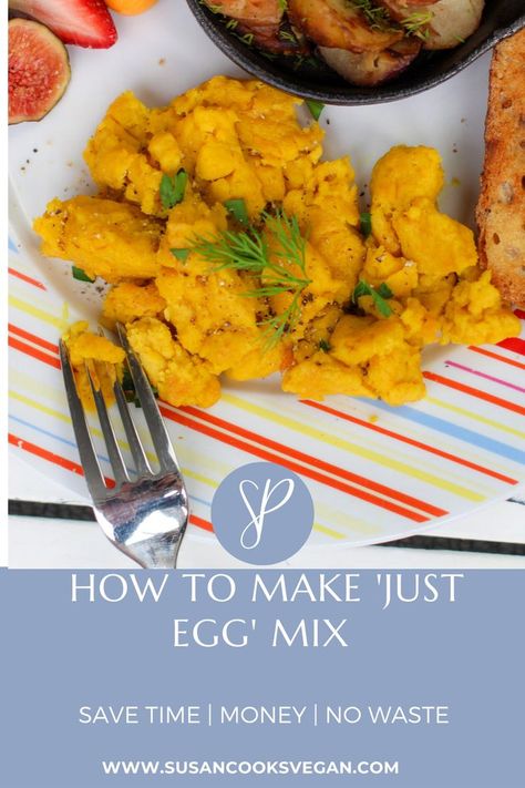 Mung Bean Egg Recipe, Diy Just Egg, Homemade Just Egg, Just Egg Copycat Recipe, Mung Bean Eggs, Just Egg Vegan Recipes, Cracked Chicken, Quick Vegan Breakfast, Vegan Omelette