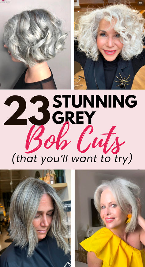 Beautiful Grey Bob Hairstyles you'll love. Most are Womens Haircuts Medium length. But if you're looking for Grey Hair Inspiration, you'll love these grey  Bob Haircuts For Women. I've included Haircut For Older Women and most of them are Short Hairstyle and there are some Medium Hair Cuts as well. Glasses With Grey Hair Older Women, Bob Haircut For Gray Hair Over 50, Womens Grey Hair, Short Layered Gray Hair, Shortish Haircuts For Women, Hairstyles 60 And Over Round Face Grey Hairstyles, Grey Layered Bob Hairstyles, Medium Length Hairstyles For Gray Hair, Cute Grey Hairstyles, Long Bob Gray Hair, Grey Short Bob Hairstyles, Haircuts For Growing Out Gray Hair, Short Hairstyles For Gray Hair Over 50, Haircuts For Fine Gray Hair