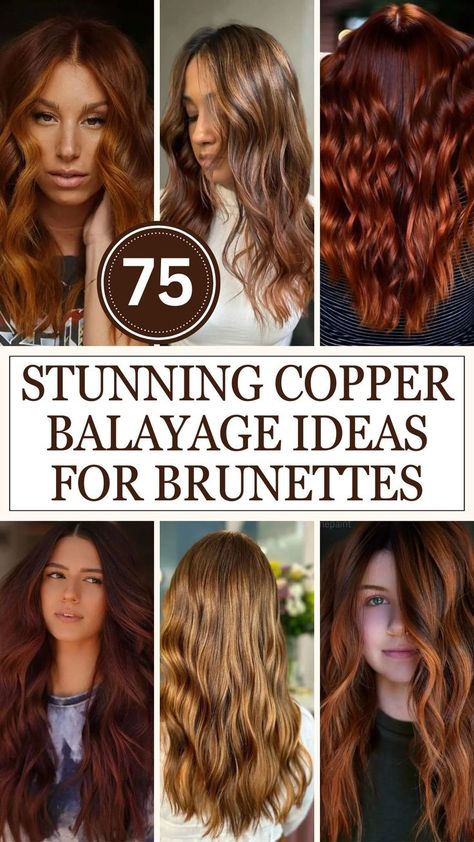 Copper Balayage Ideas Copper Balayage Brunette, Balayage Ideas, Copper Balayage, Fire Hair, Hair Starting, Balayage Brunette, Hair Makeover, Copper Hair, Hair Transformation