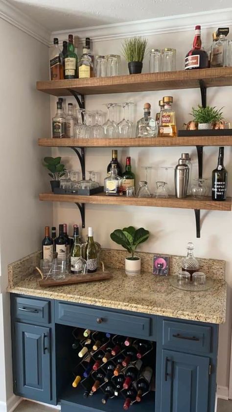 Bar Shelf Ideas, Bar Nook, Backyard Kids, Home Wet Bar, Home Bar Areas, Home Bar Rooms, Bar In Casa, Basement Bar Designs, Finished Basement Ideas