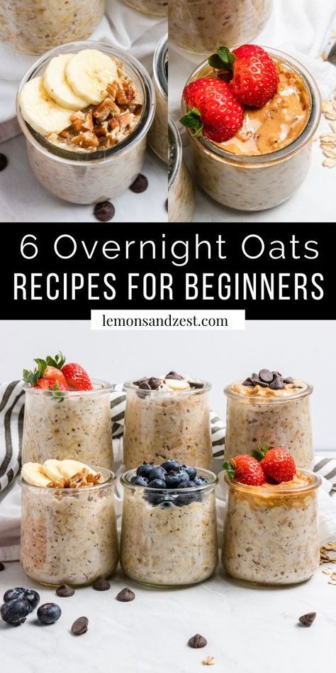 If you are looking for the easiest breakfast that only involves 5 minutes of prep, overnight oats are for you! These 6 simple recipes are quick and easy to whip up and full of flavor. Easily made dairy free and gluten free and you can meal prep a week at a time! Overnight Oats Prep, Quick Oats Recipes Breakfast Healthy, Quick Cook Oats Recipes, Gluten Free Oats Recipes, How Do You Make Overnight Oats, Recipes For Overnight Oats, Gluten Free Overnight Oats Healthy, Macro Friendly Overnight Oats, Healthy Snacks Meal Prep