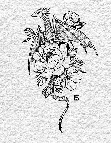 Abraxos Wyvern Flowers Tattoo, Rib Tattoo Dragon, Whimsical Dragon Tattoo, Dragon Rib Tattoo Woman, Abraxos Wyvern Tattoo, Dragon Floral Tattoo, Mythical Tattoos For Women, Dragon Rib Tattoo, Girl Dragon Tattoo