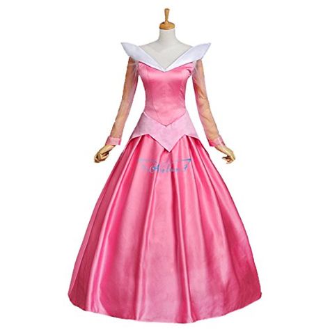 Angelaicos Womens Satin Princess Dress Halloween Cosplay Costume M Pink * Check this awesome product by going to the link at the image. Disney Princess Pink Dress, Satin Princess Dress, Pink Princess Costume, Aurora Cosplay, Sleeping Beauty Cosplay, Disney Cosplay Costumes, Princess Belle Dress, Aurora Costume, Cloak Dress