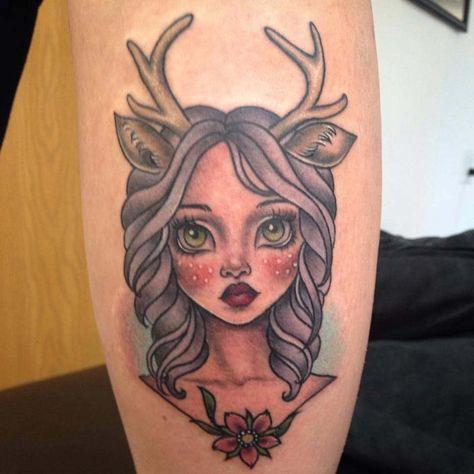 https://flic.kr/p/yryi3N | deer lady Deer Lady, Deer Goddess Tattoo, Female Deer Tattoos For Women, Deer Lady Tattoo, Doe Deer Tattoos For Women, Deer Lady Drawing, Christmas Tattoo, Female Drawing, Tongue Piercing