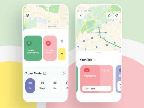 App Map Design, Map App Design, Bus App, Walking App, App Map, App Design Layout, Taxi App, Mobile App Design Inspiration, Tracking App