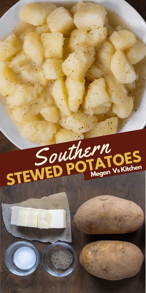 Southern Boiled Potatoes, Old Fashioned Stewed Potatoes, Boiled Buttered Potatoes, Bbq Boiled Potatoes, Stew Potatoes Southern, Stewed Potatoes Recipe, Butter Boiled Potatoes, Quick And Easy Southern Dinner Recipes, Buttered Potatoes Boiled